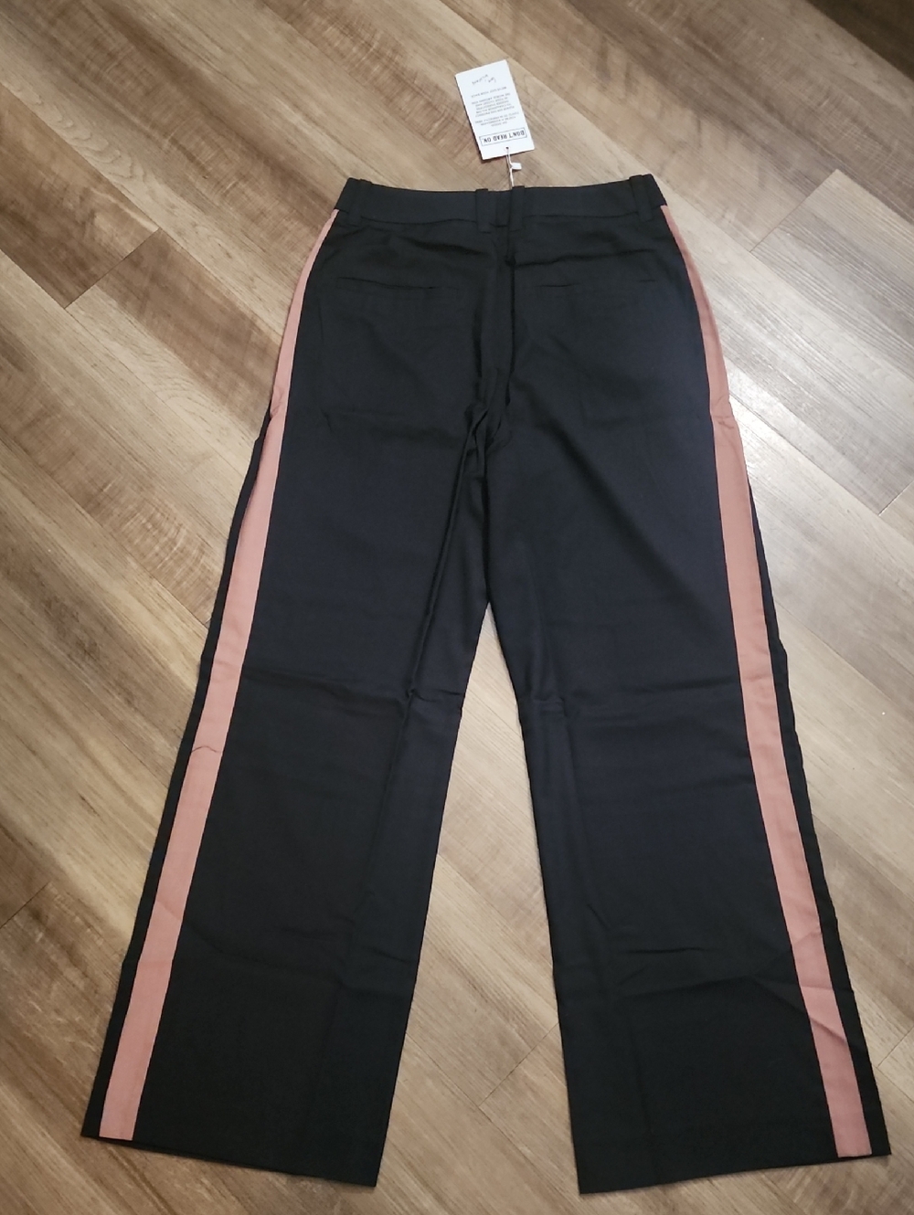WILDFANG Empower Wide Leg Trouser Pants Black Pink Side Stripe Career Chic - Picture 3 of 5
